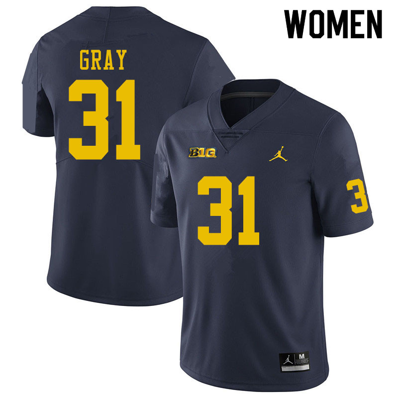 Women #31 Vincent Gray Michigan Wolverines College Football Jerseys Sale-Navy